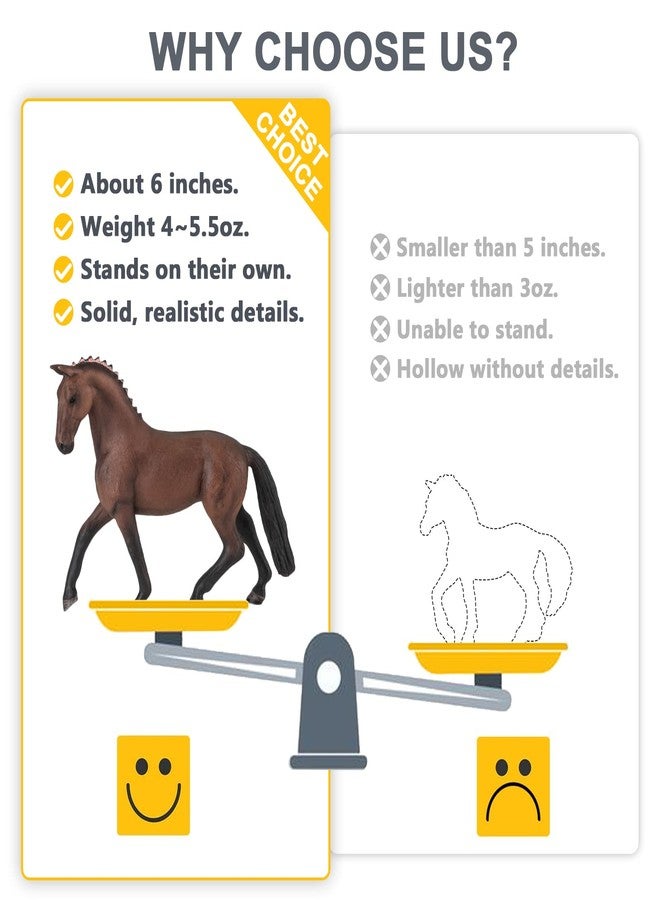 Divwa 8 Pieces 6'' Plastic Horse Figure Toy Set for Girl,Big Realistic Horse Toy Figurine Farm Animal Gift for Boy Toddler Kid,Horse Party Favor Decoration Supplies Birthday Pinata - Image 3